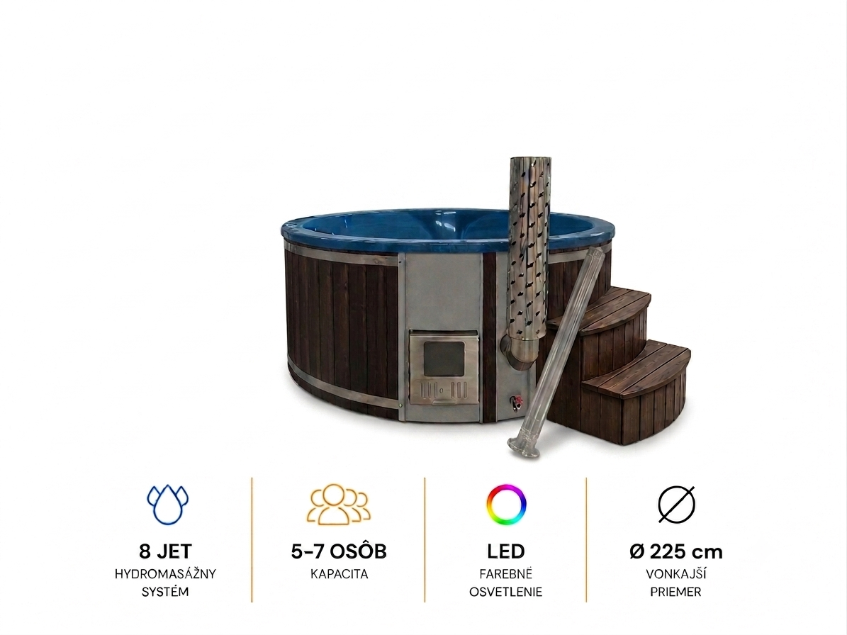 Okrúhla kúpacia kaďa Atlantis s akrylovou vložkou a esternou pieckou 